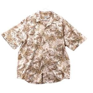 Vintage Banana Republic Safari & Travel Camp Shirt Mens XL Retro 30s Tonal Print